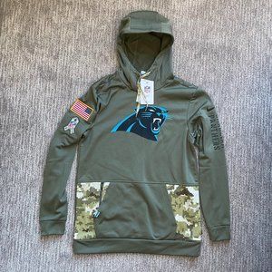 New Men's Small Nike Carolina Panthers Salute To Service Fleece Hoodie Green
